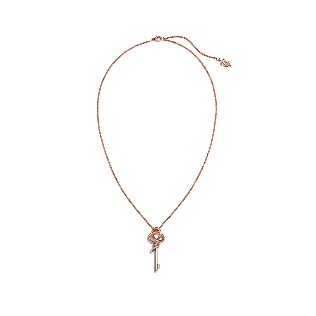 Tiffany Keys Woven Diamonds Medium 18K Gold Necklace