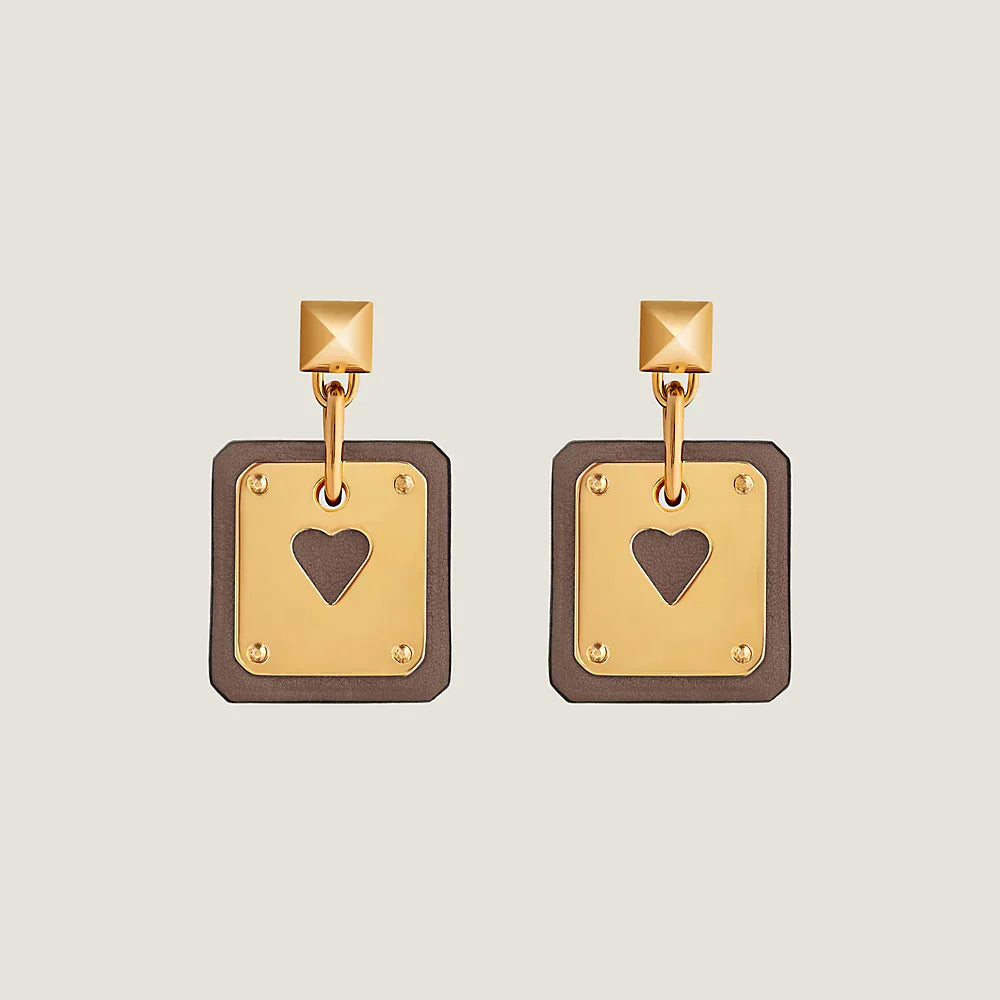 Hermes As De Celine Brown 18K Gold Earrings