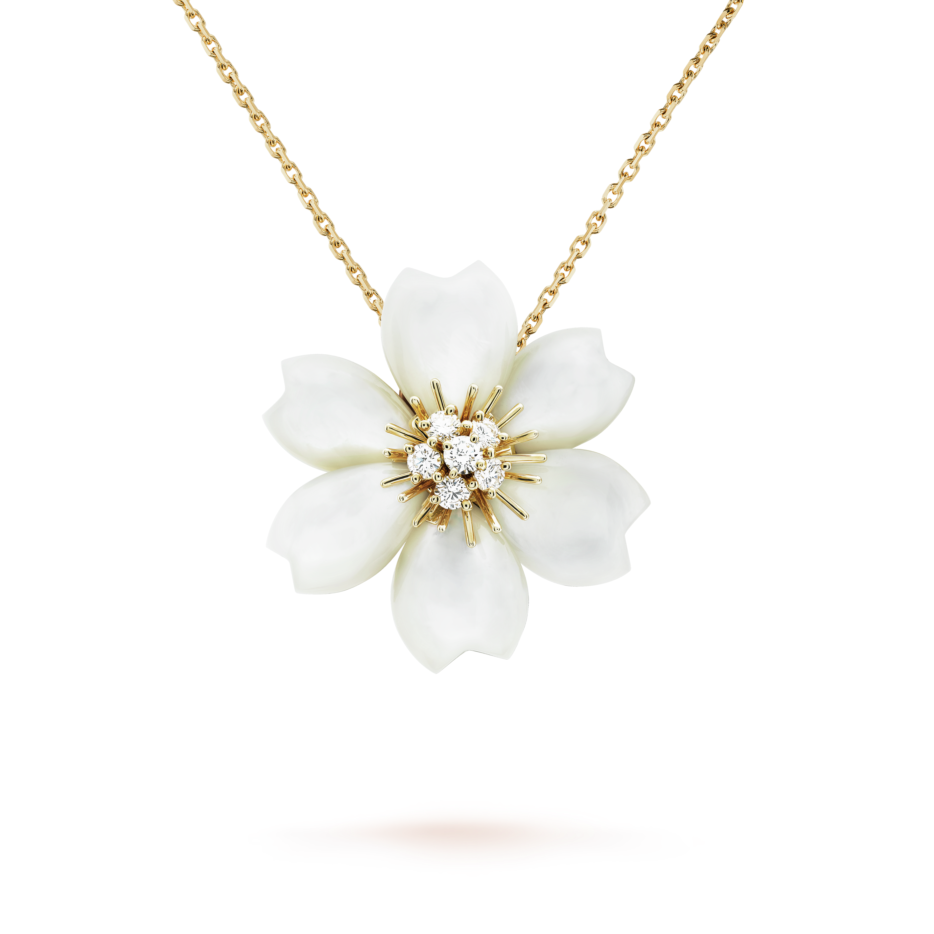 Rose De Noel Clip Pendant 18K Gold Necklace