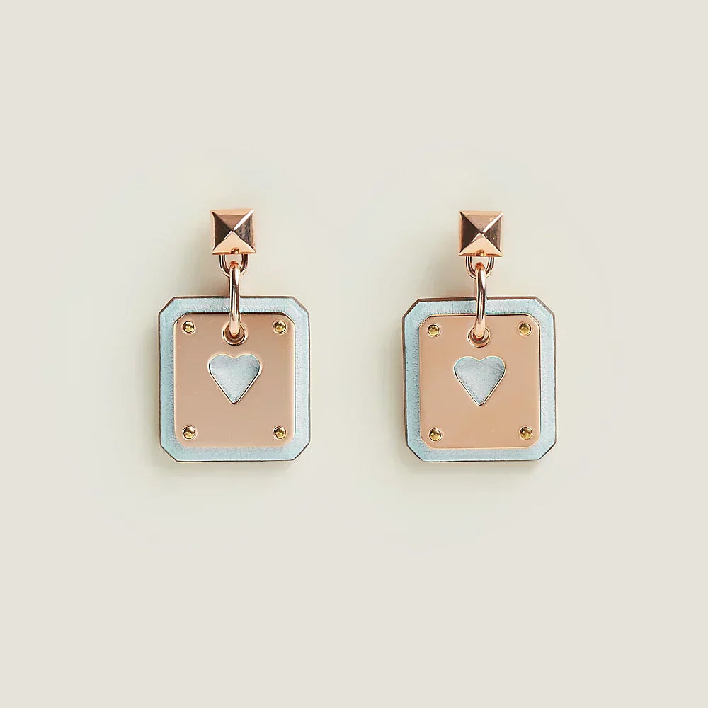 Hermes As De Celine White 18K Gold Earrings