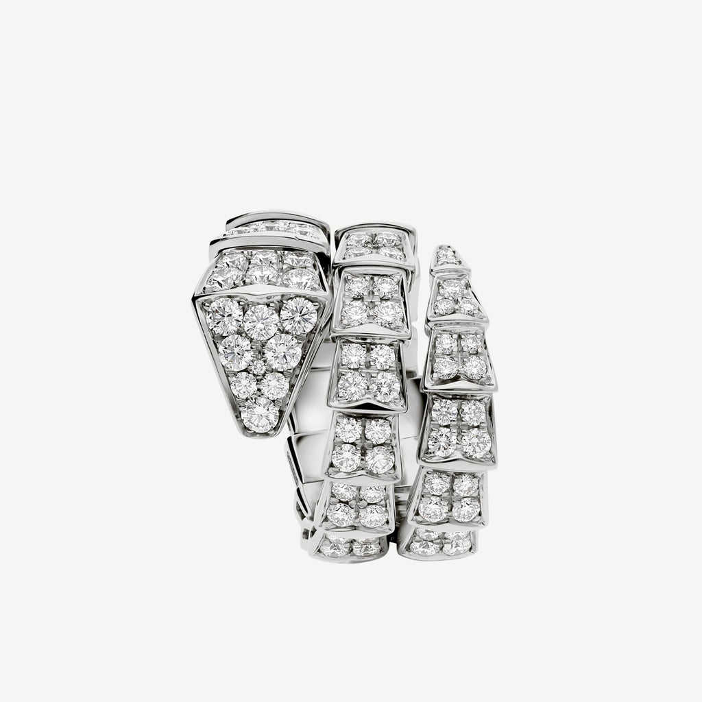 Bvlgari Serpenti Viper Full Pave Diamond 18K Gold Ring