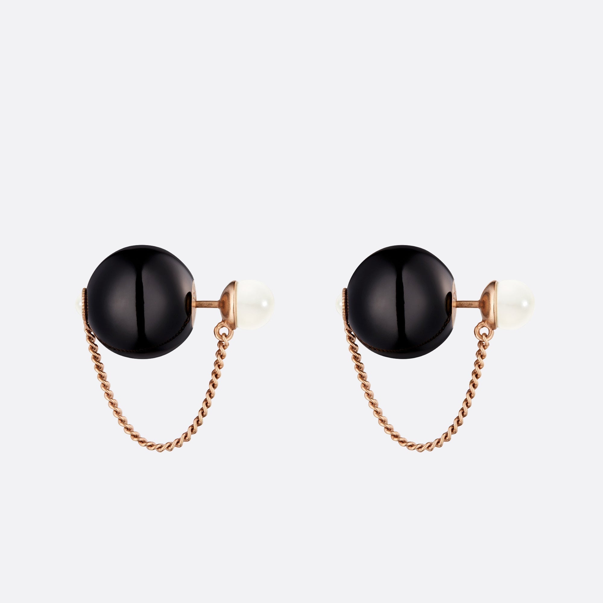 Dior Tribales Black Resin Pearl 18K Gold Earrings