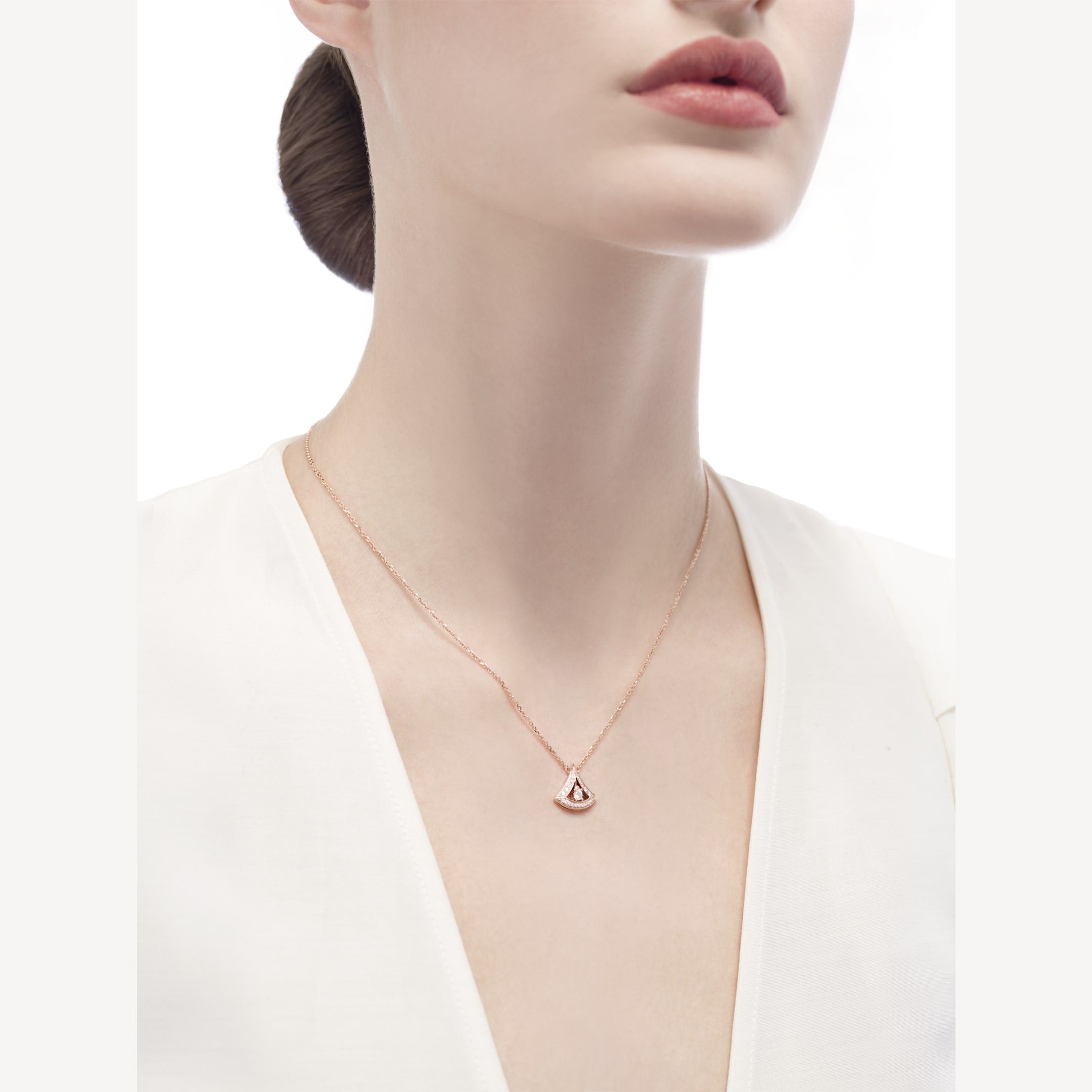 Bvlgari Dream Pave Diamond Openwork 18K Gold Necklace