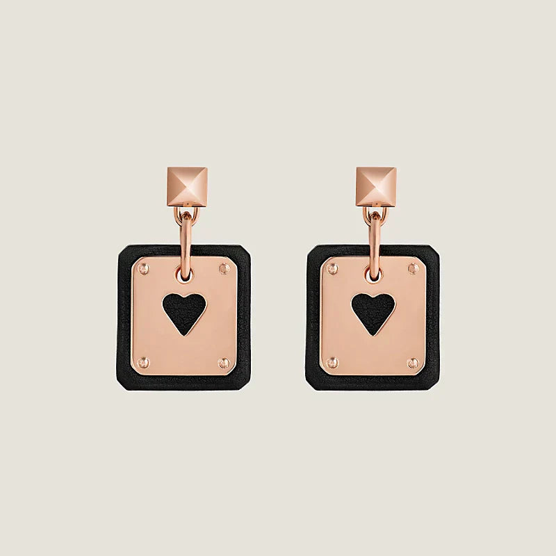 Hermes As De Celine Black 18K Gold Earrings