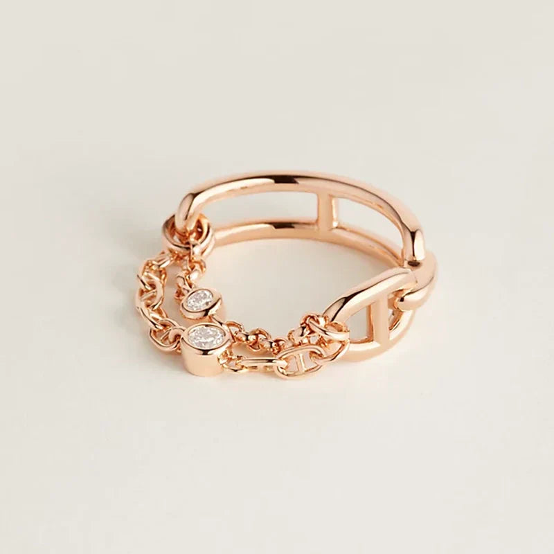 Hermes Chaine D'Ancre Chaos 18K Gold Ring