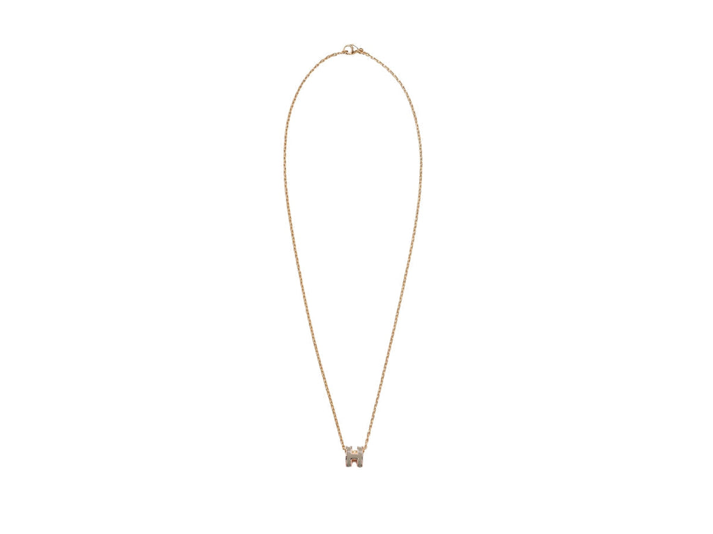 Hermes Mini Pop Grey 18K Gold Necklace