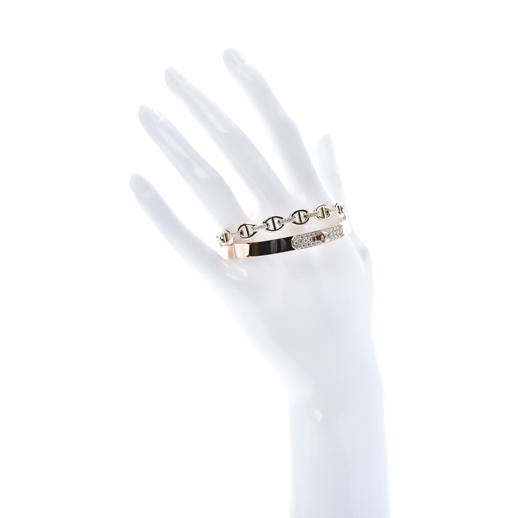 Hermes Kelly Double Tour Diamond 18K Gold Bracelet