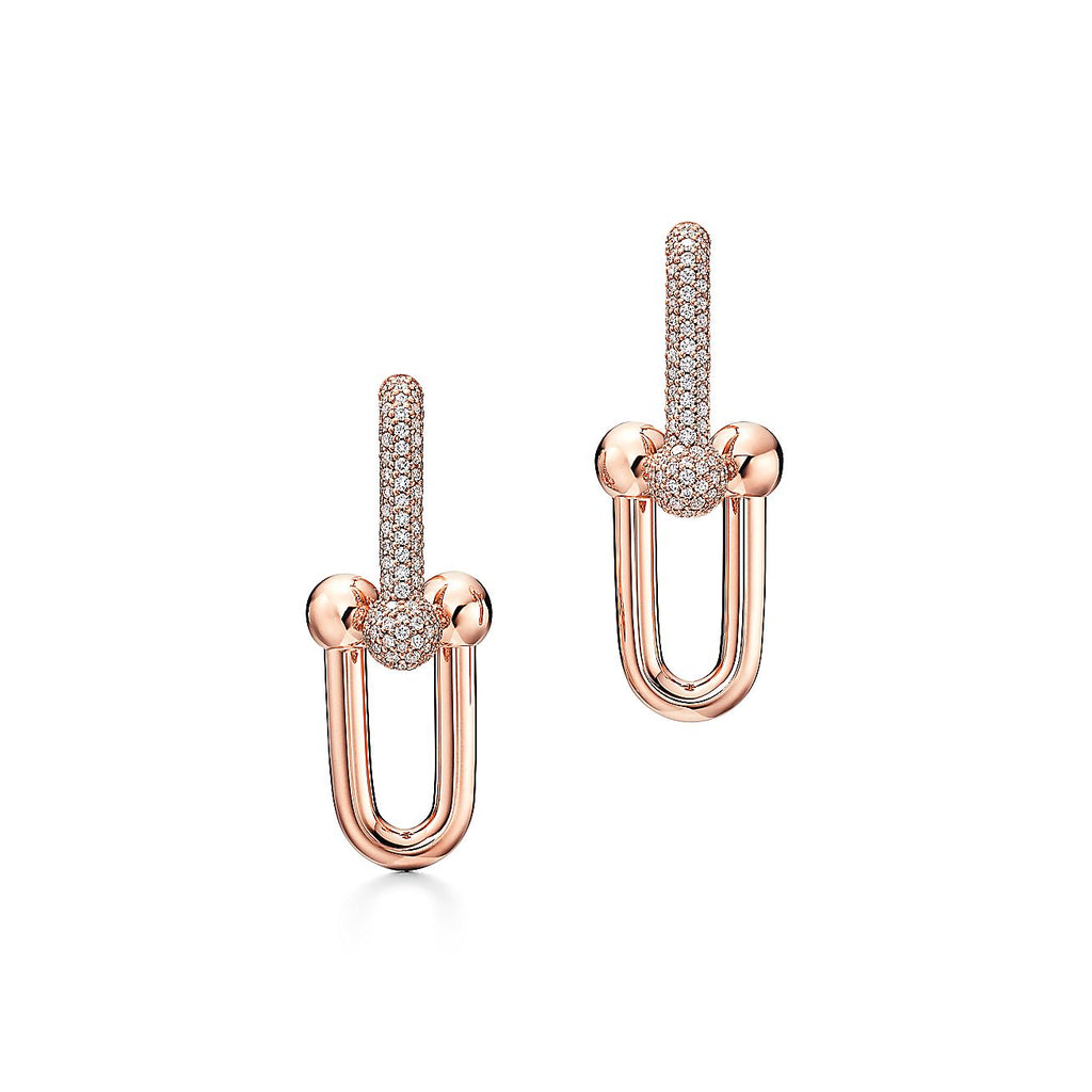 Tiffany HardWear Large Link Diamonds 18K Gold Earrings