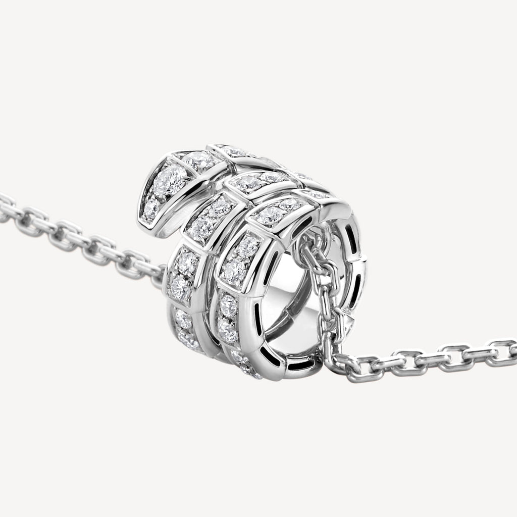 Bvlgari Serpenti Viper Pave Diamonds 18K Gold Necklace