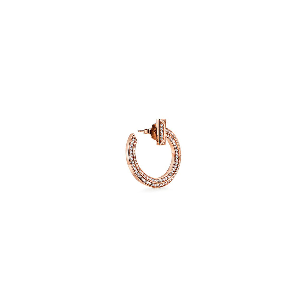 Tiffany T1 Open Hoop 18K Rose Gold Earrings