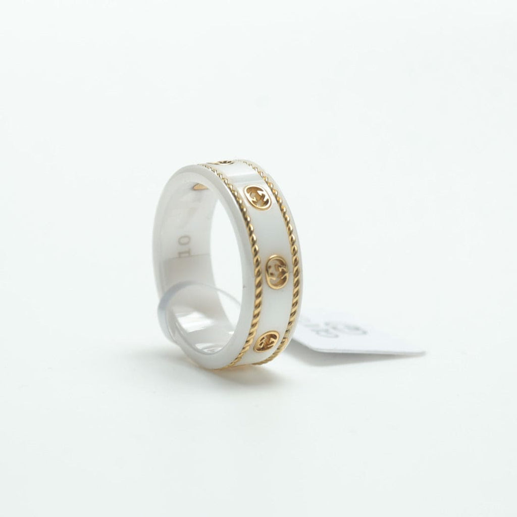 Gucci Double Interlocking Gucci Icon White Zirconia 18K Gold Ring