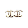 Chanel Half Diamond 18K Gold Earrings