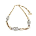 Chanel Crystal Chain Links Choker 18K Gold Necklace