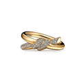 Knot Double Row Diamonds 18K Yellow Gold Ring