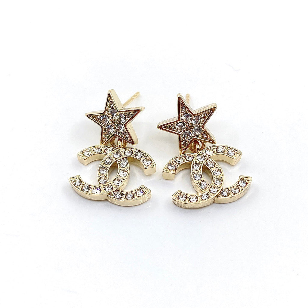 Chanel Star Diamond 18K Gold Earrings