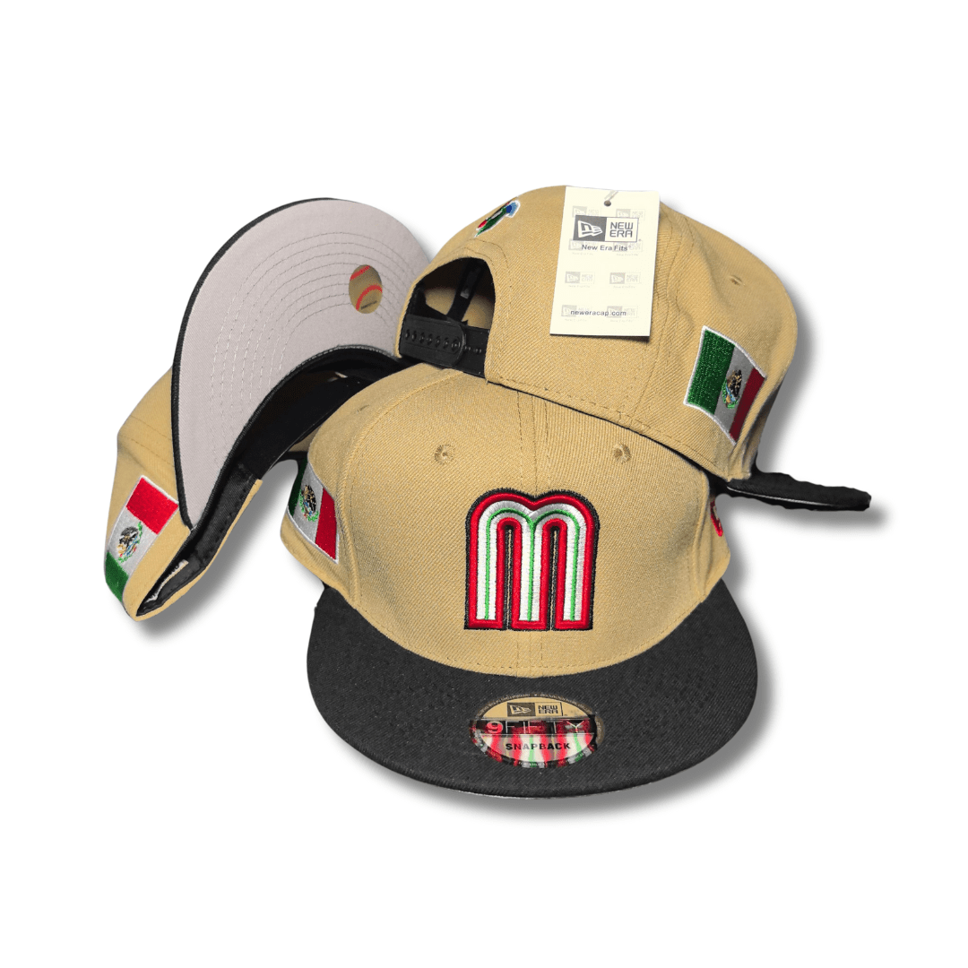 New Era 59Fifty Mexico World Baseball Classic Hat Tan, Black – Snapback Cap