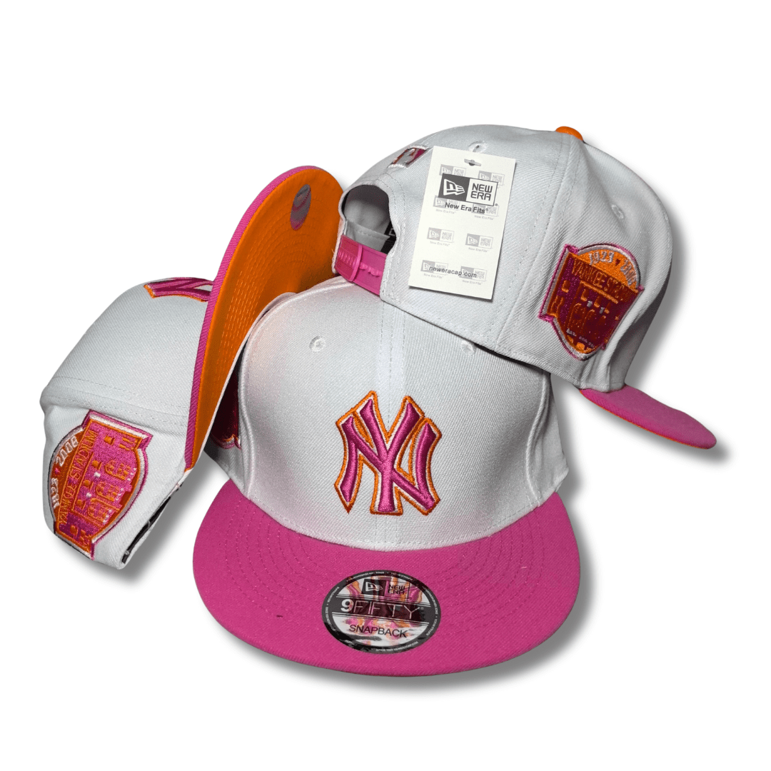 New York Yankees 9FIFTY with Pink Brim and Orange Accents White and Pink – Snapback Cap
