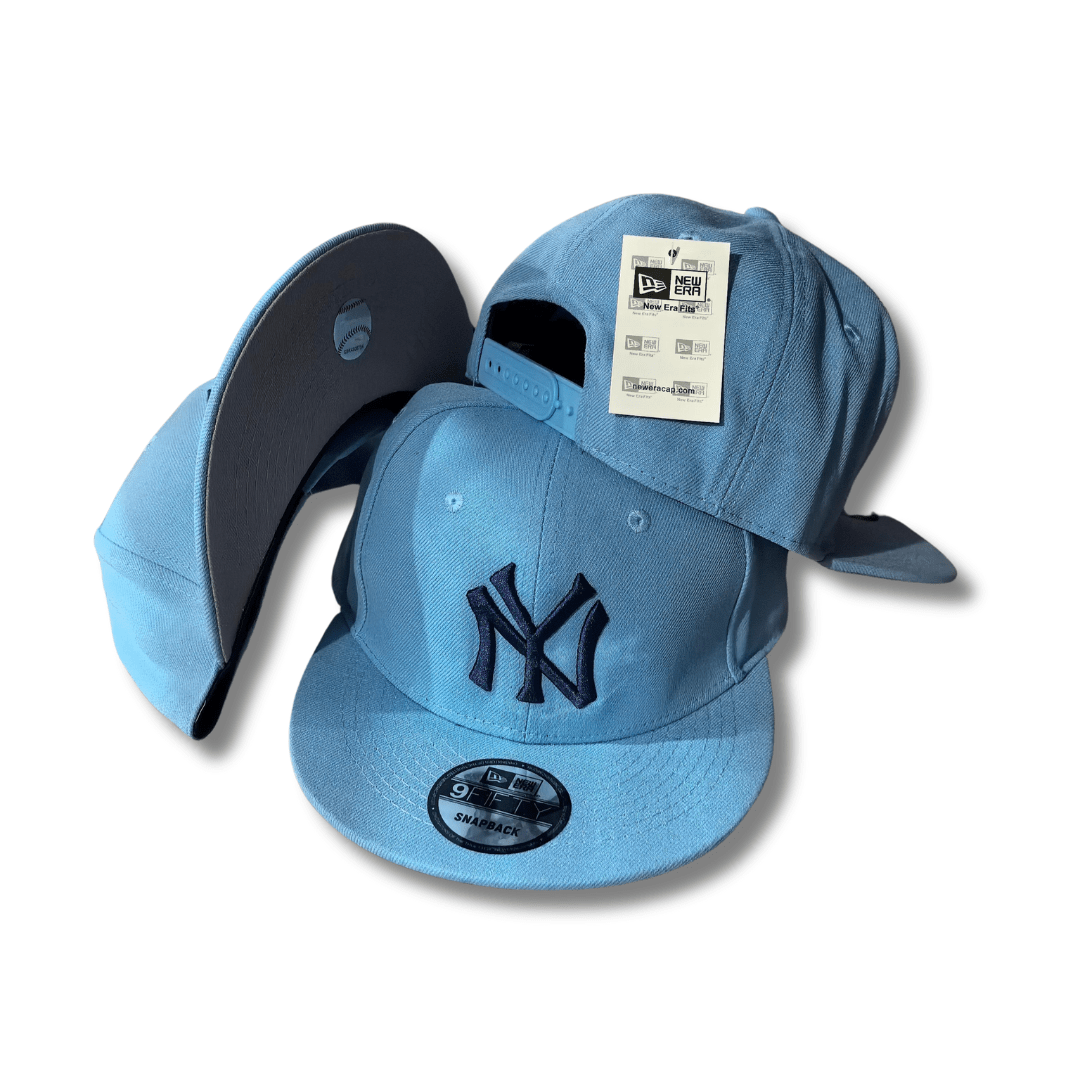 New York Yankees Light Blue with Navy Embroidered Logo - Snapback Cap
