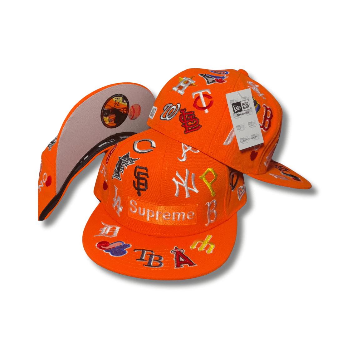 Supreme x New Era Multi-Logo MLB 59Fifty Vibrant Orange – Fitted Cap