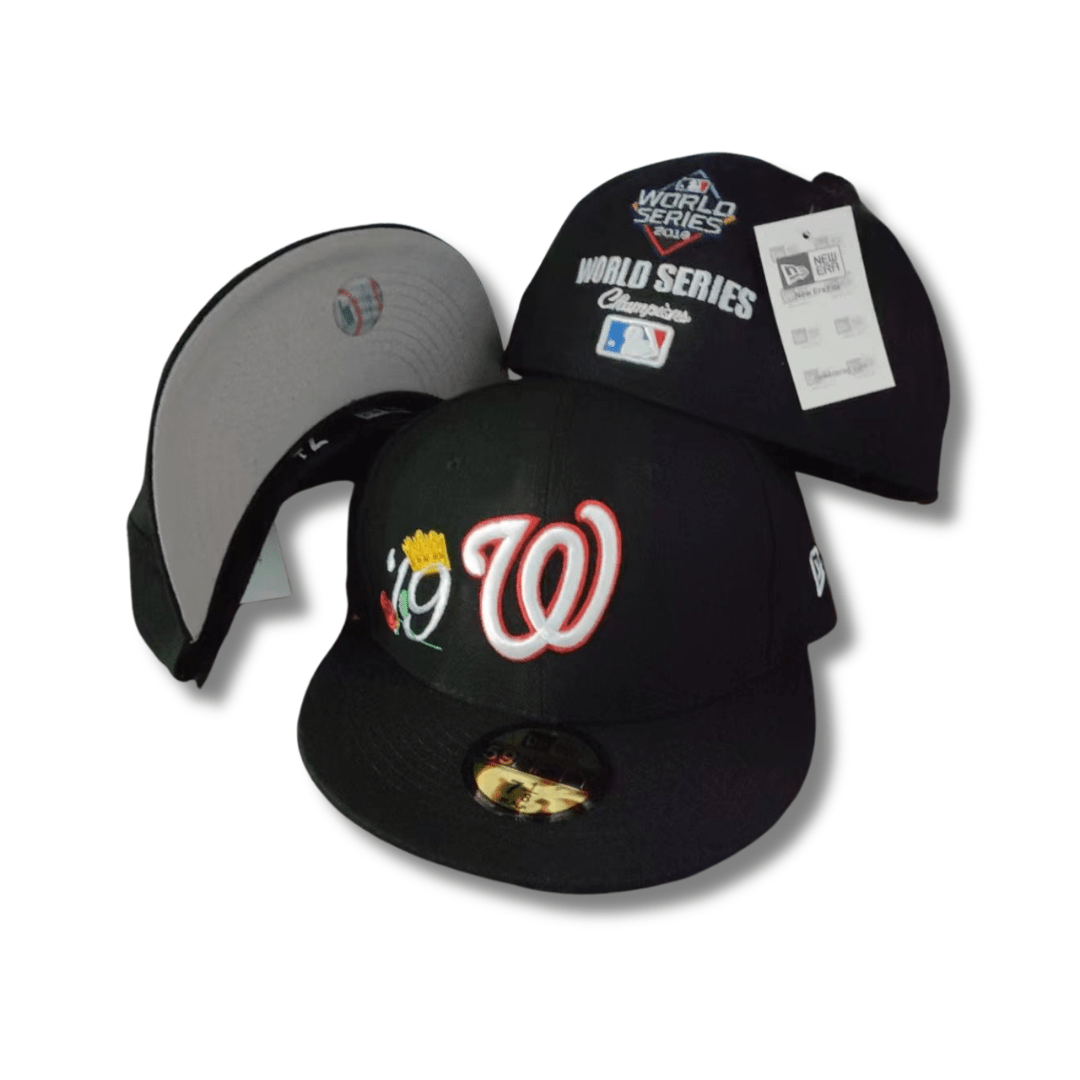 Washington Nationals 2019 World Series with Logo Black and White – Fitted Cap