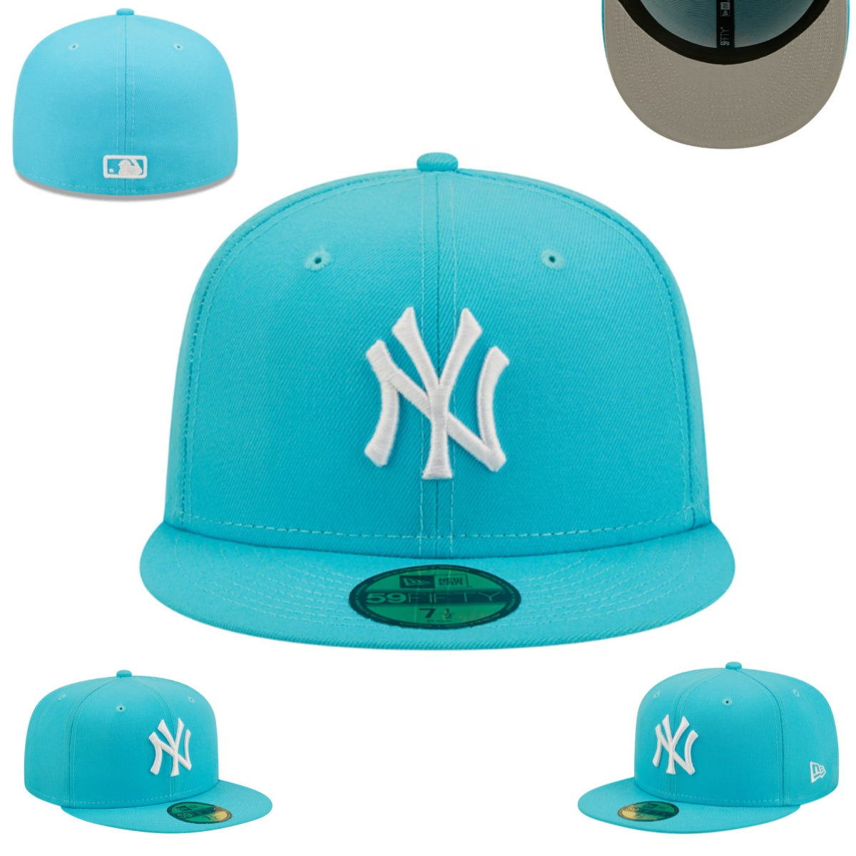New York Yankees Turquoise Fitted Hat with White Embroidered Logo