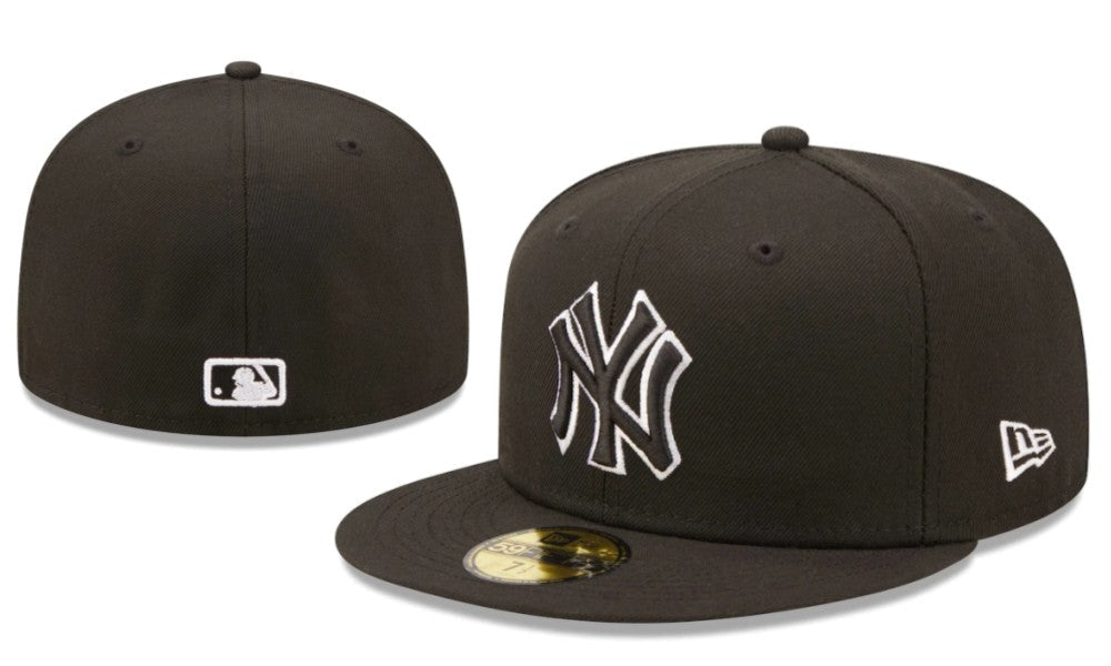 New York Yankees Olive Green Fitted Cap with Black Outline Logo