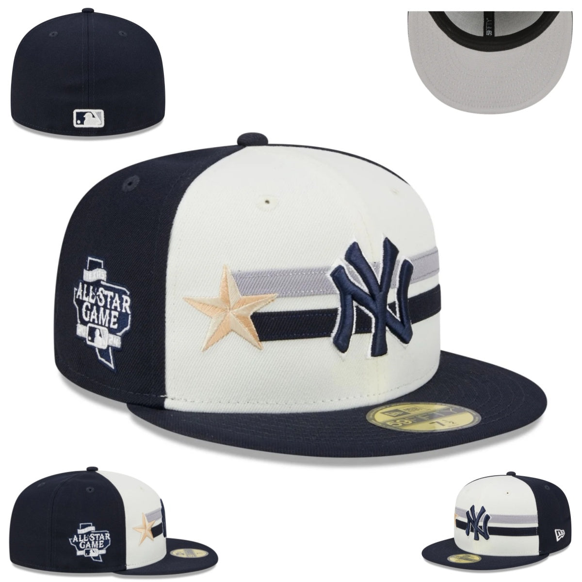 New York Yankees All-Star Game Navy and White Fitted Cap with Gold Star Embellishment