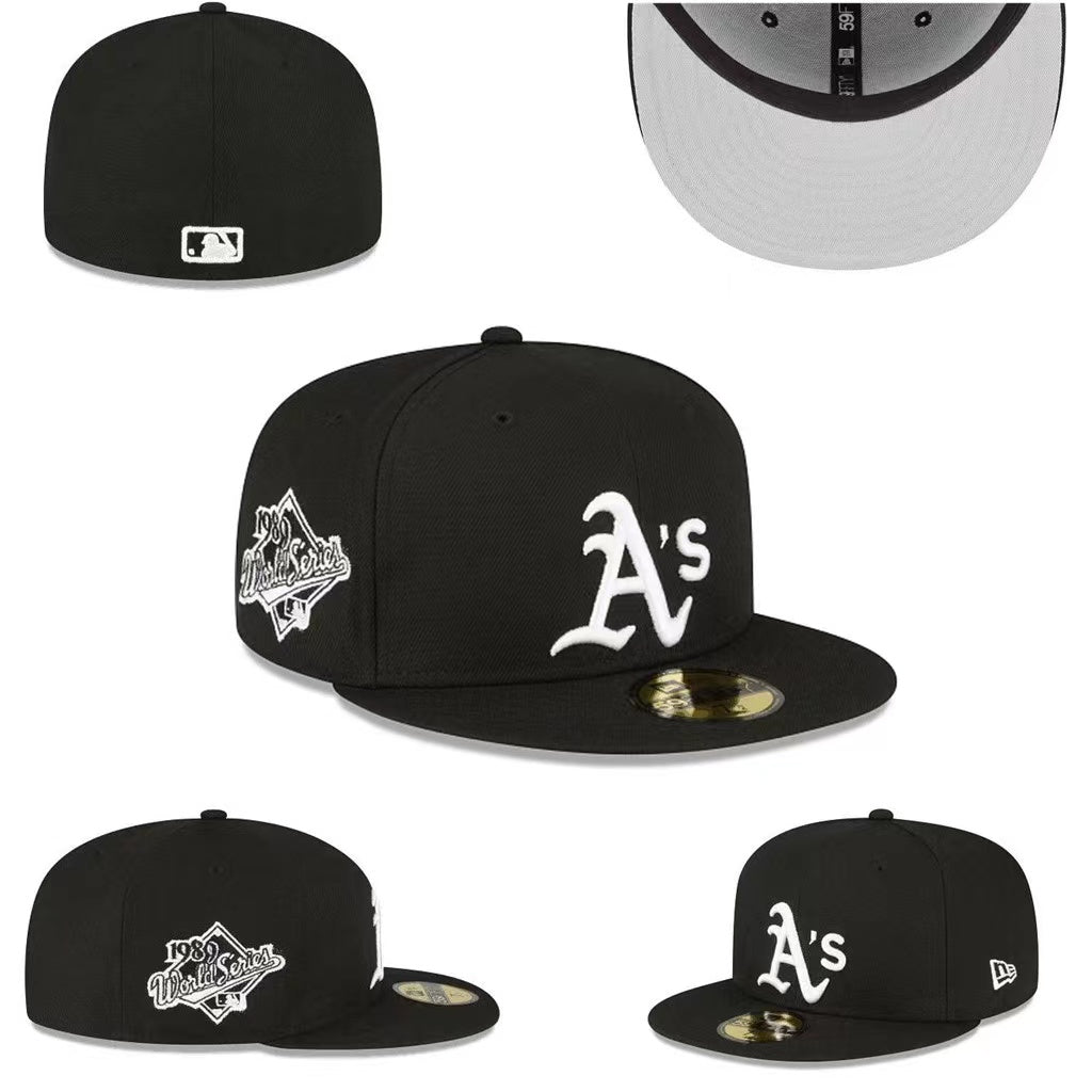 Oakland Athletics 1989 World Series Fitted Hat with Gray Underbrim – Black