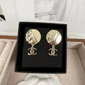 Chanel Gold Round Pendant 18K Gold Earrings