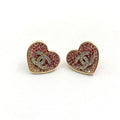 Chanel Diamond Pink Heart 18K Gold Earrings