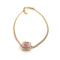 Chanel Pink Resin Chain 18K Gold Necklace