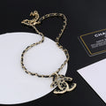 Chanel Strass Leather 18K Gold Necklace