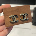 Chanel 26C Black Gold Diamond 18K Gold Earrings