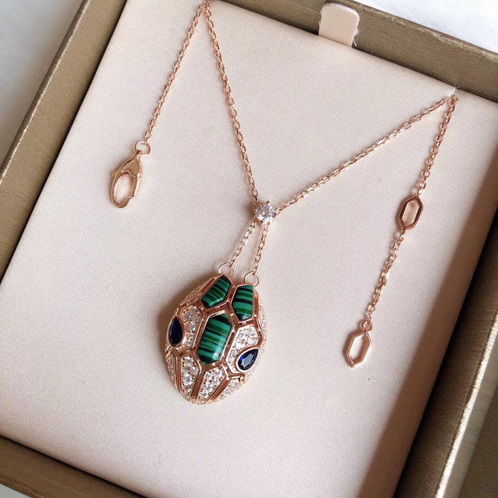 Bvlgari Serpenti Malachite 18K Gold Necklace