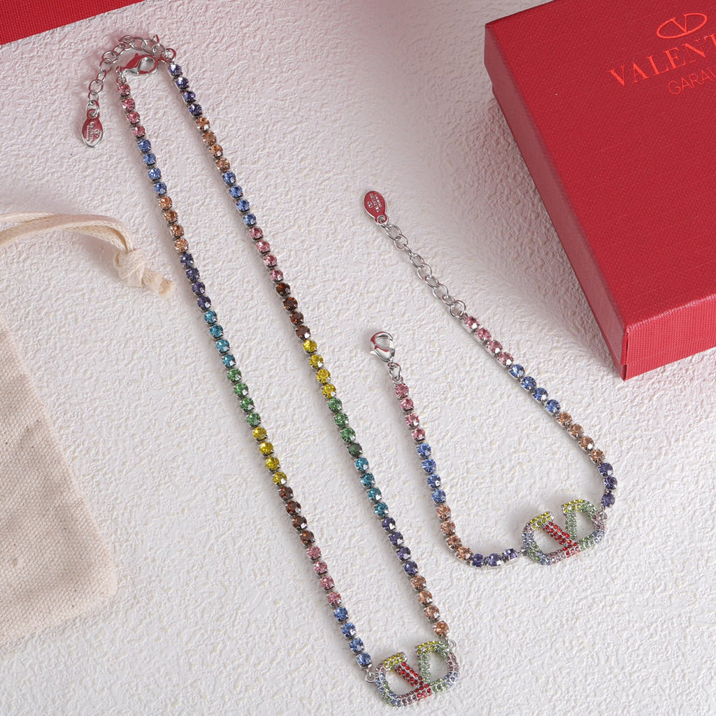 Valentino Multi-Color Crystals 18K Gold Necklace