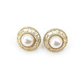 Chanel Pearl Round 18K Gold Earrings