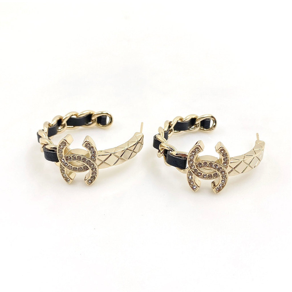 Chanel Black Open 18K Gold Earrings