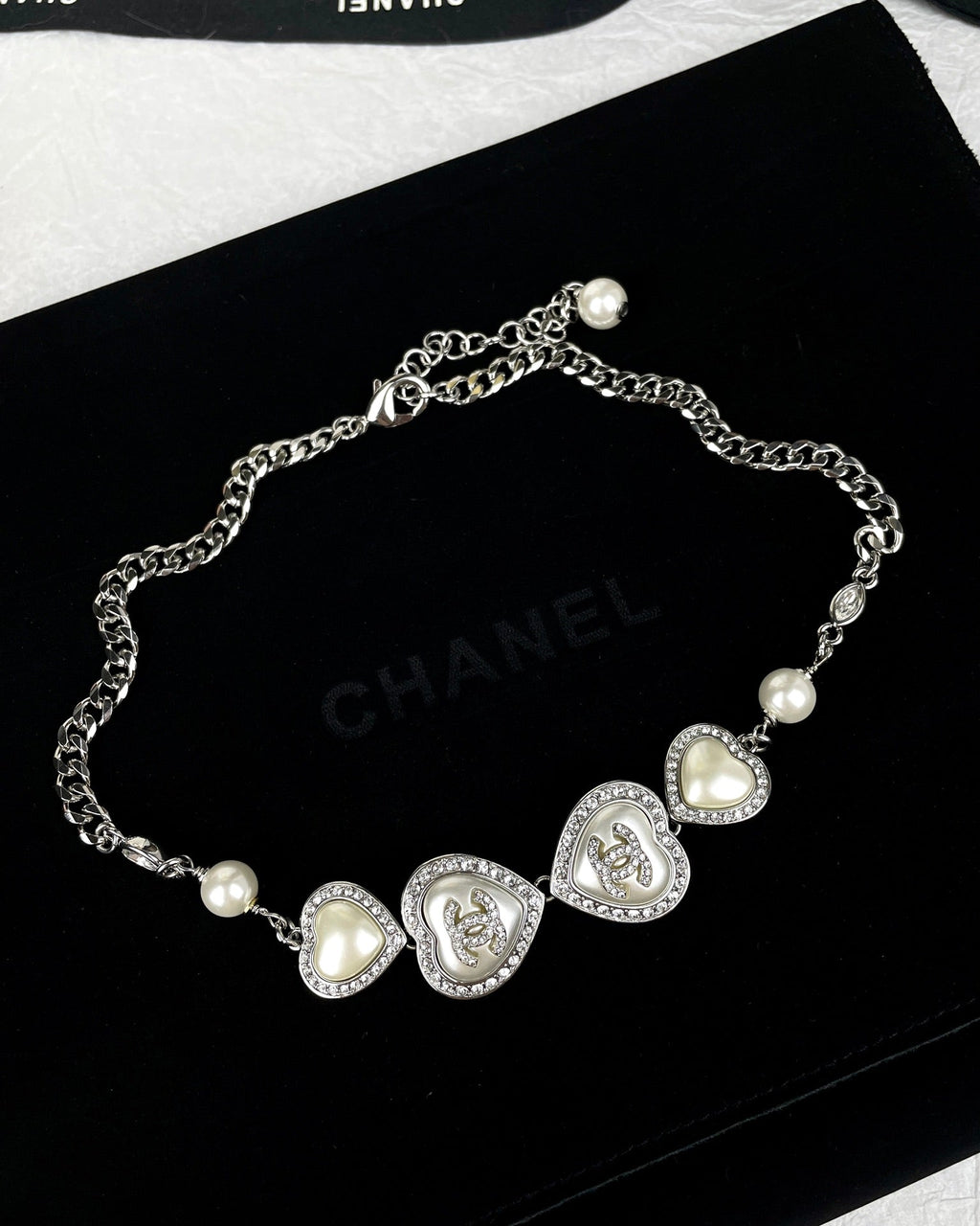 Chanel Heart Crystals 18K Gold Necklace
