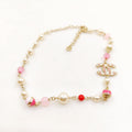 Chanel Pink & White Pearls 18K Gold Necklace