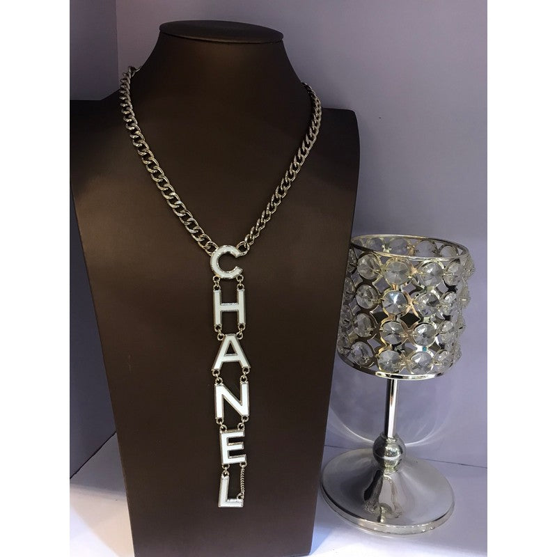 Chanel 22S Big White Logo 18K Gold Necklace