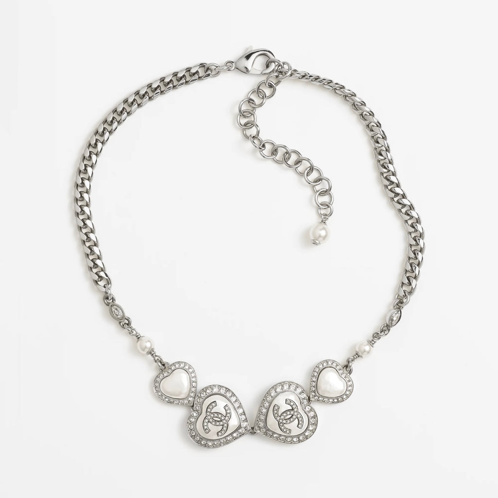 Chanel Heart Crystals 18K Gold Necklace