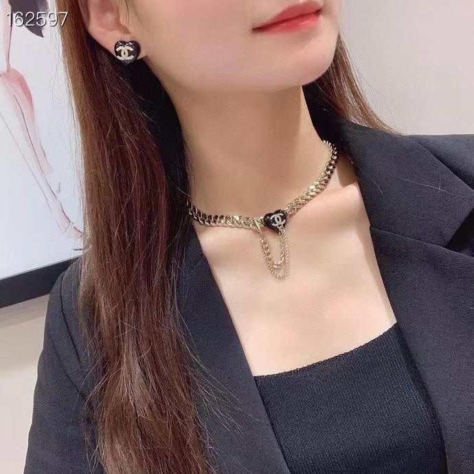 Chanel Black Choker 18K Gold Necklace