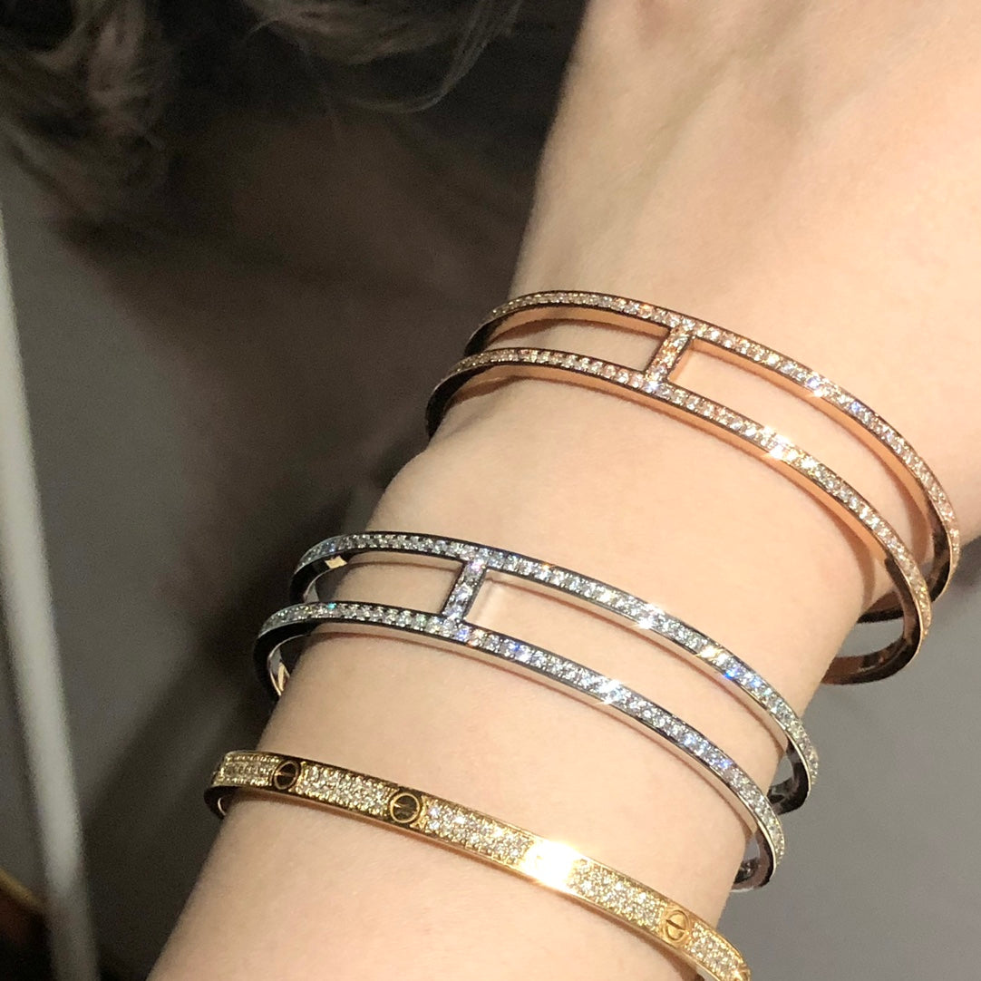 Hermes Ever Chain D¡ ̄ancre Cuff Diamond 18K Gold Bracelet