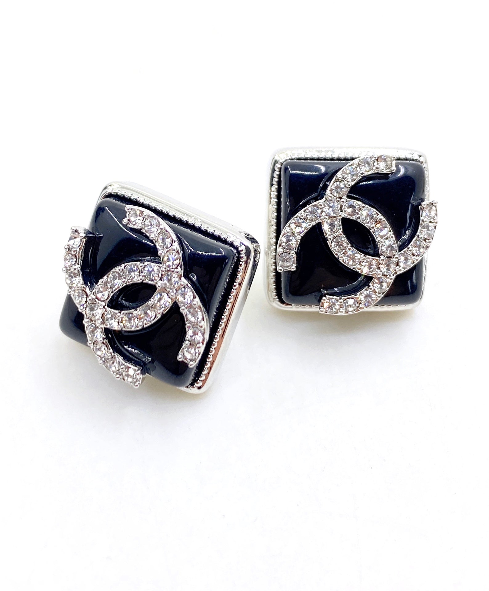 Chanel Square 18K Gold Earrings