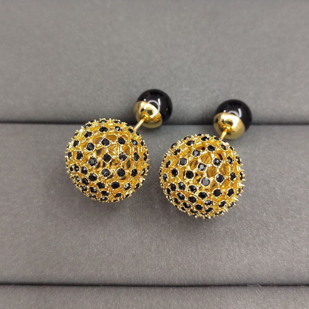 Dior Tribales Black Stone-Effect Resin Pearls 18K Gold Earrings