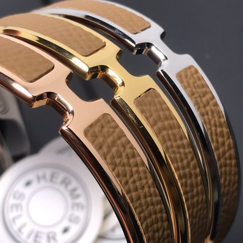Hermes Olympe Brown 18K Gold Bracelet