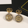 Gucci Double Crystals Vintage 18K Gold Earrings
