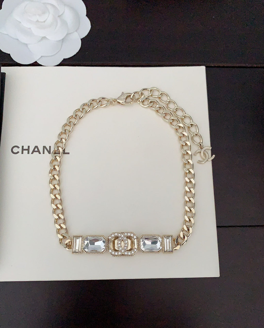 Chanel Pearls Crystals Vintage 18K Gold Necklace