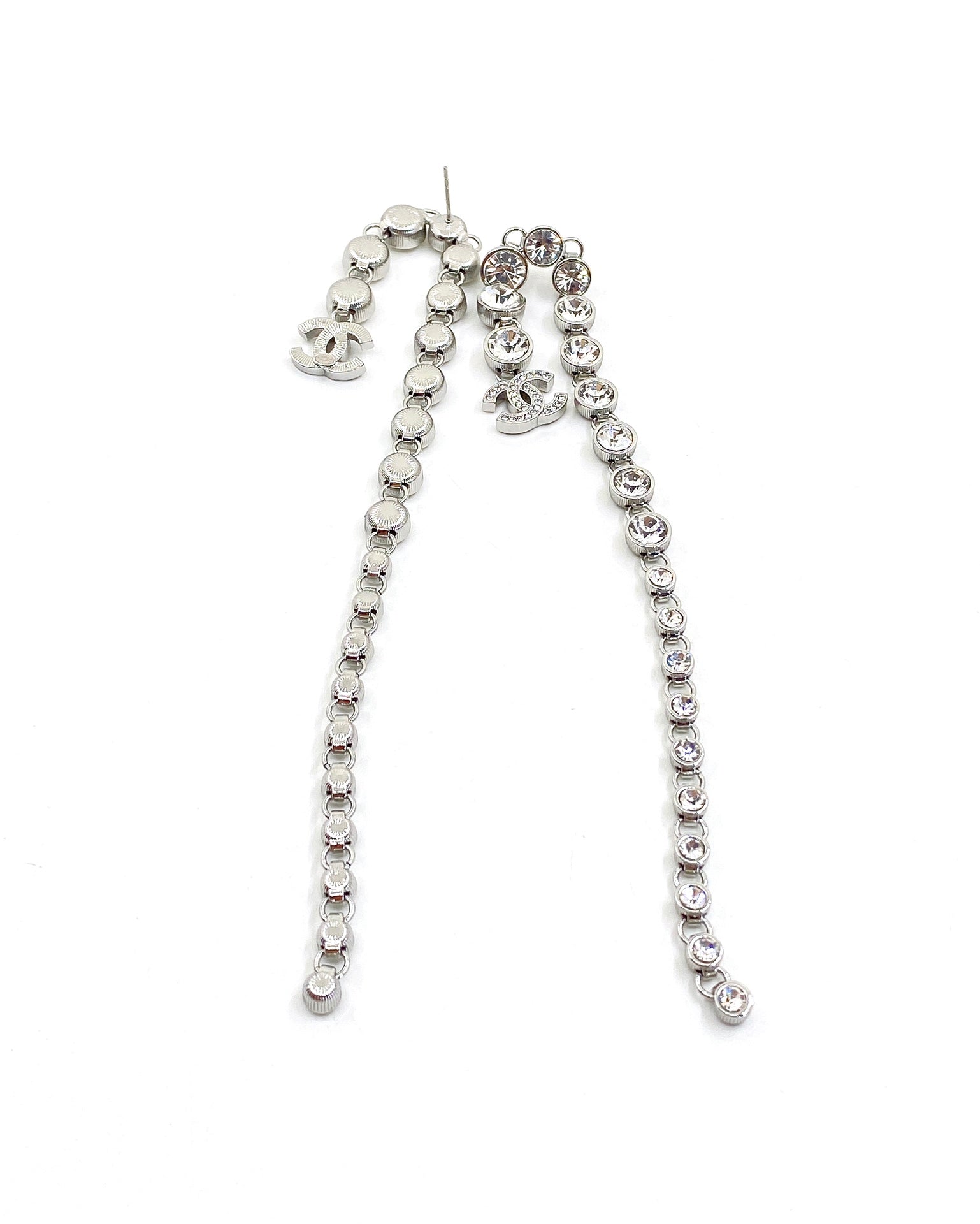 Chanel Long Crystal 18K Gold Earrings