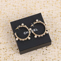 Chanel Pearl Crystal 18K Gold Earrings